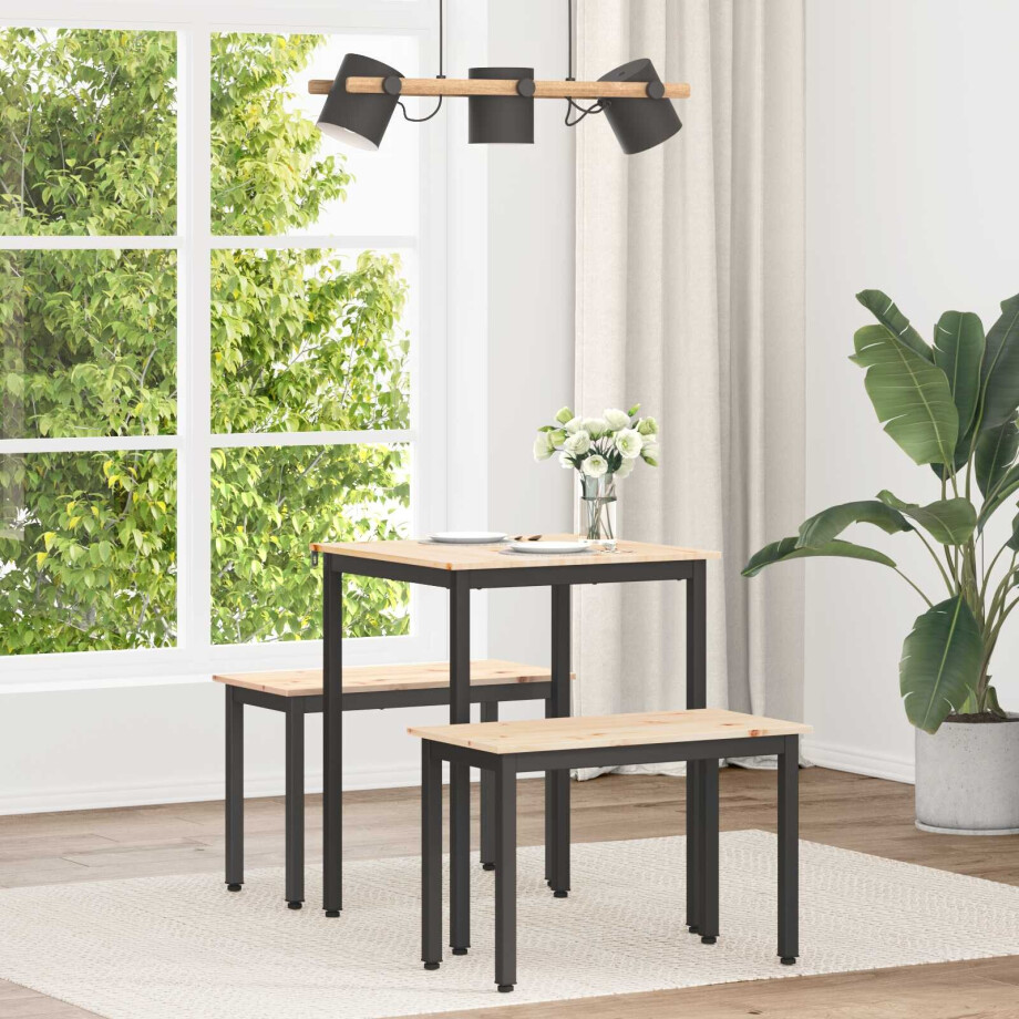 vidaXL Eettafel Naturel 60 x 60 x 75 cm Massief grenenhout afbeelding 1