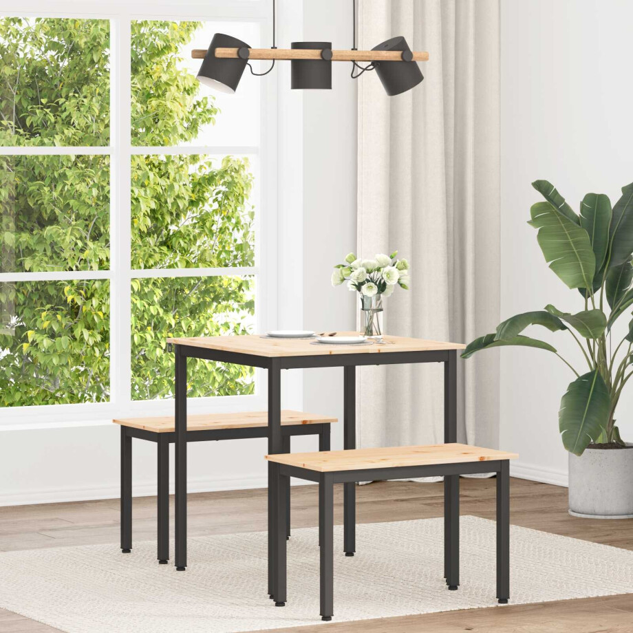 vidaXL Eettafel Naturel 70 x 70 x 75 cm Massief grenenhout afbeelding 1