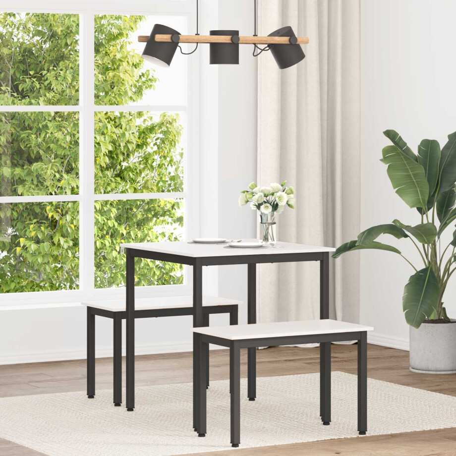 vidaXL Eettafel Wit 70 x 70 x 75 cm Massief grenenhout afbeelding 1