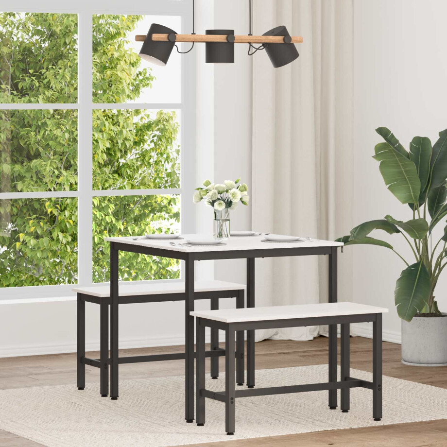 vidaXL Eettafel Wit 80 x 80 x 75 cm Massief grenenhout afbeelding 1