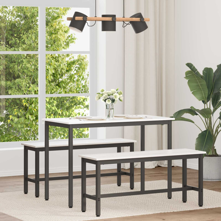 vidaXL Eettafel Wit 110 x 55 x 75 cm Massief grenenhout afbeelding 1