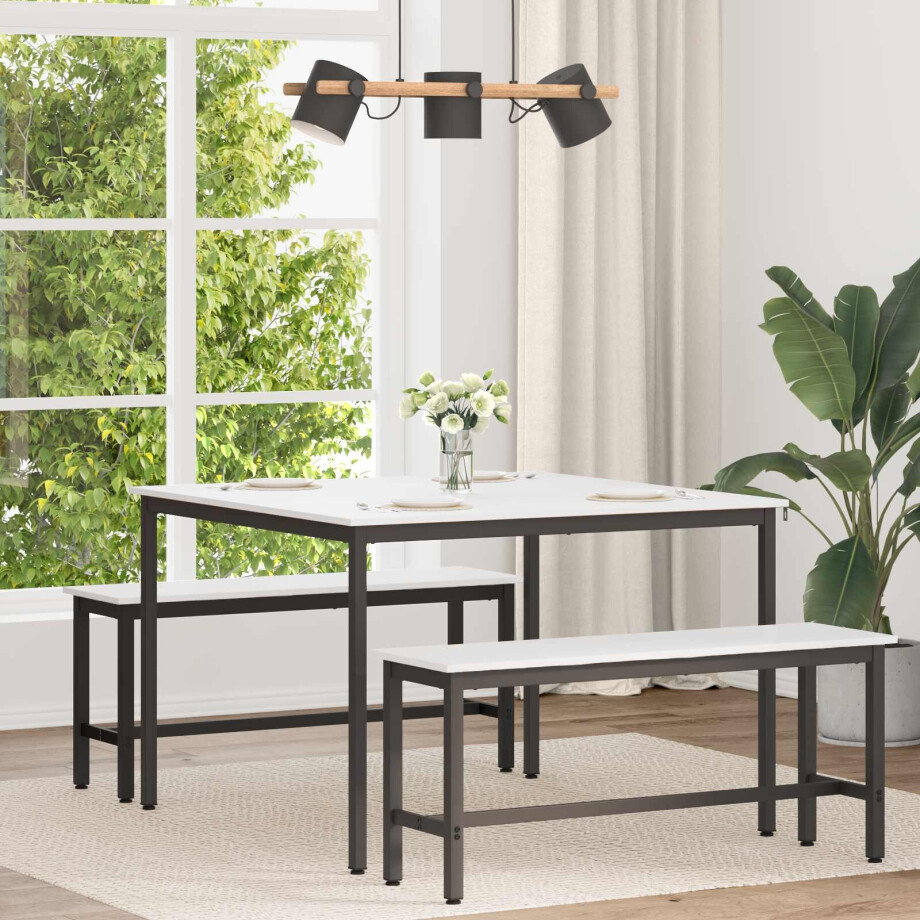 vidaXL Eettafel Wit 110 x 110 x 75 cm Massief grenenhout afbeelding 1