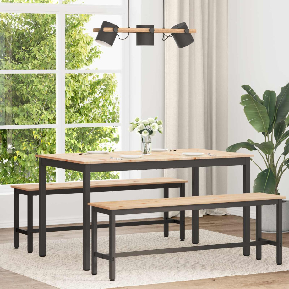 vidaXL Eettafel Naturel 140 x 80 x 75 cm Massief grenenhout afbeelding 1