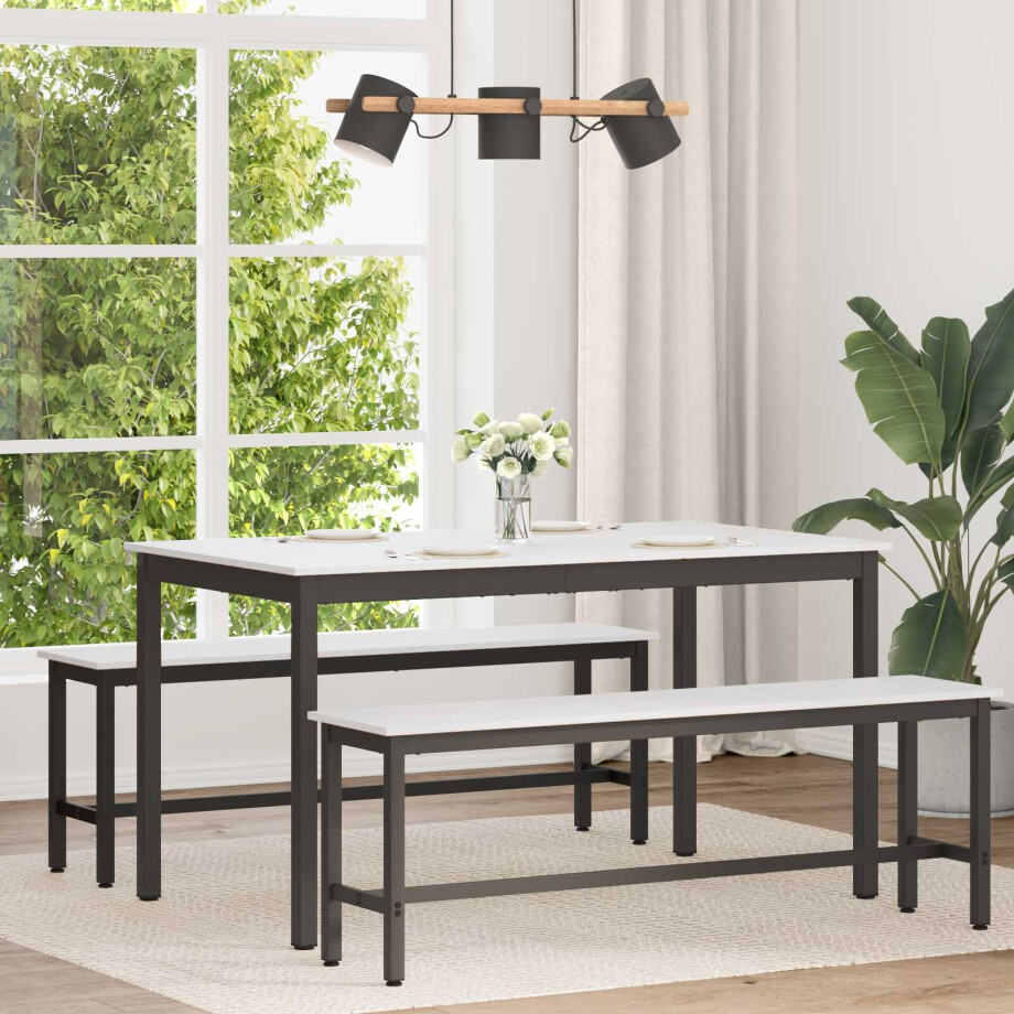 vidaXL Eettafel Wit 140 x 80 x 75 cm Massief grenenhout afbeelding 1