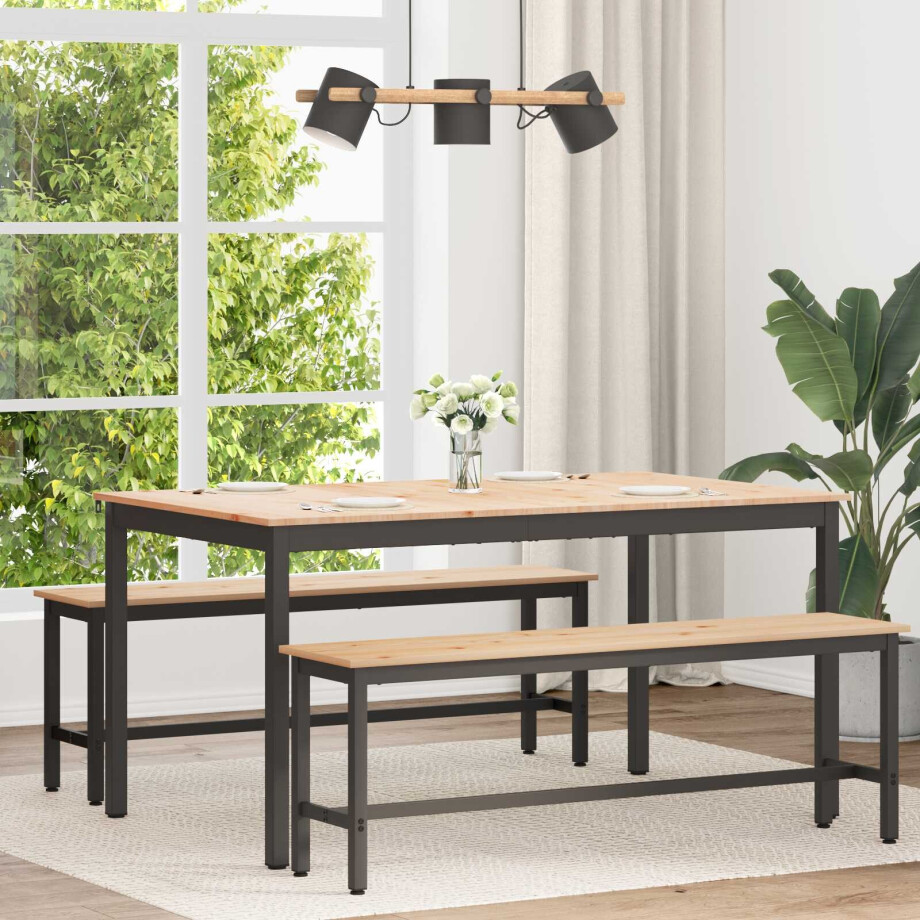 vidaXL Eettafel Naturel 150 x 90 x 75 cm Massief grenenhout afbeelding 1