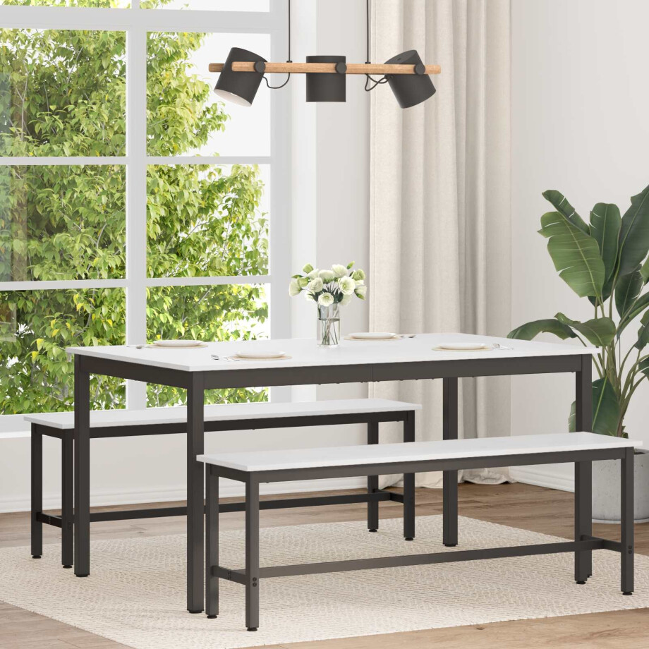 vidaXL Eettafel Wit 150 x 90 x 75 cm Massief grenenhout afbeelding 1