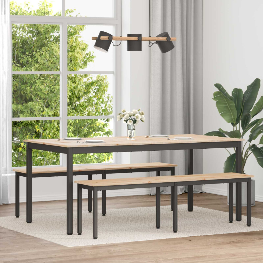 vidaXL Eettafel Naturel 180 x 90 x 75 cm Massief grenenhout afbeelding 1