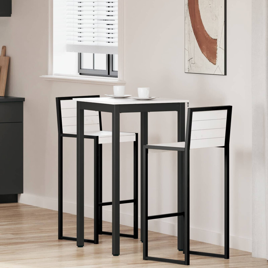 vidaXL Bartafel Wit 60 x 60 x 105 cm Massief grenenhout afbeelding 1