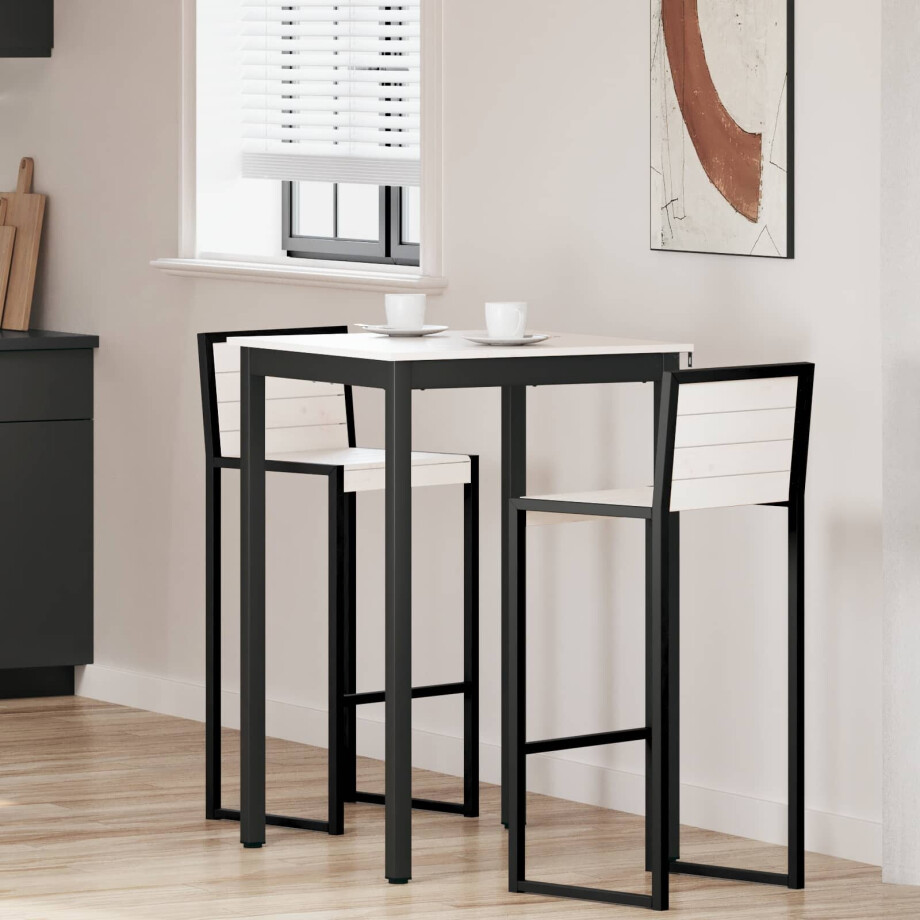 vidaXL Bartafel Wit 70 x 70 x 105 cm Massief grenenhout afbeelding 1