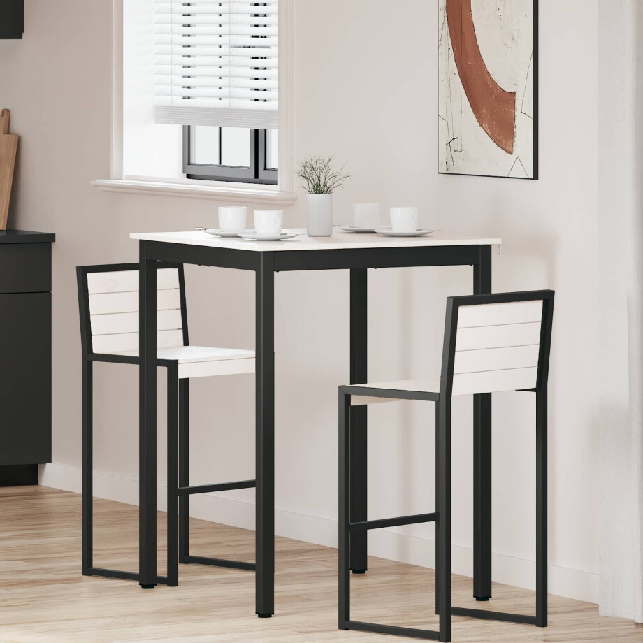 vidaXL Bartafel Wit 80 x 80 x 105 cm Massief grenenhout afbeelding 1