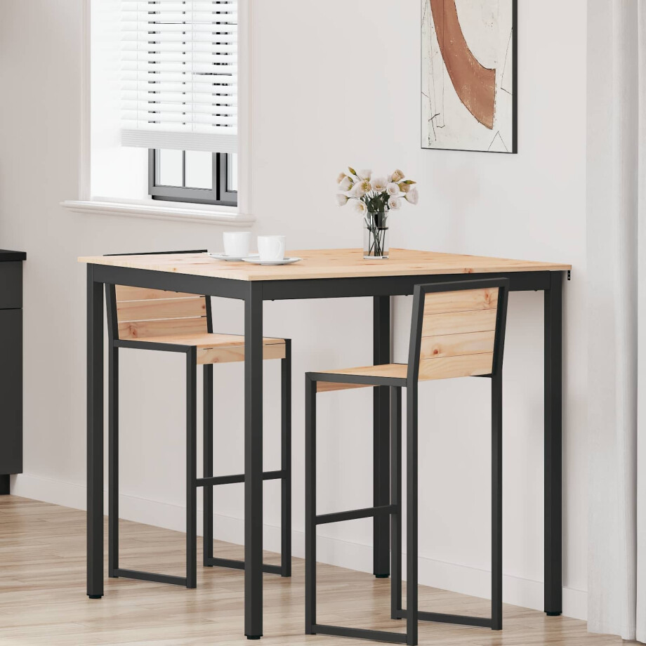 vidaXL Bartafel Naturel 110 x 110 x 105 cm Massief grenenhout vidaXL Bartafel Naturel 110 x 110 x 105 cm Massief grenenhout afbeelding 1
