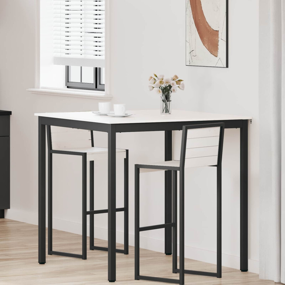 vidaXL Bartafel Wit 110 x 110 x 105 cm Massief grenenhout afbeelding 1