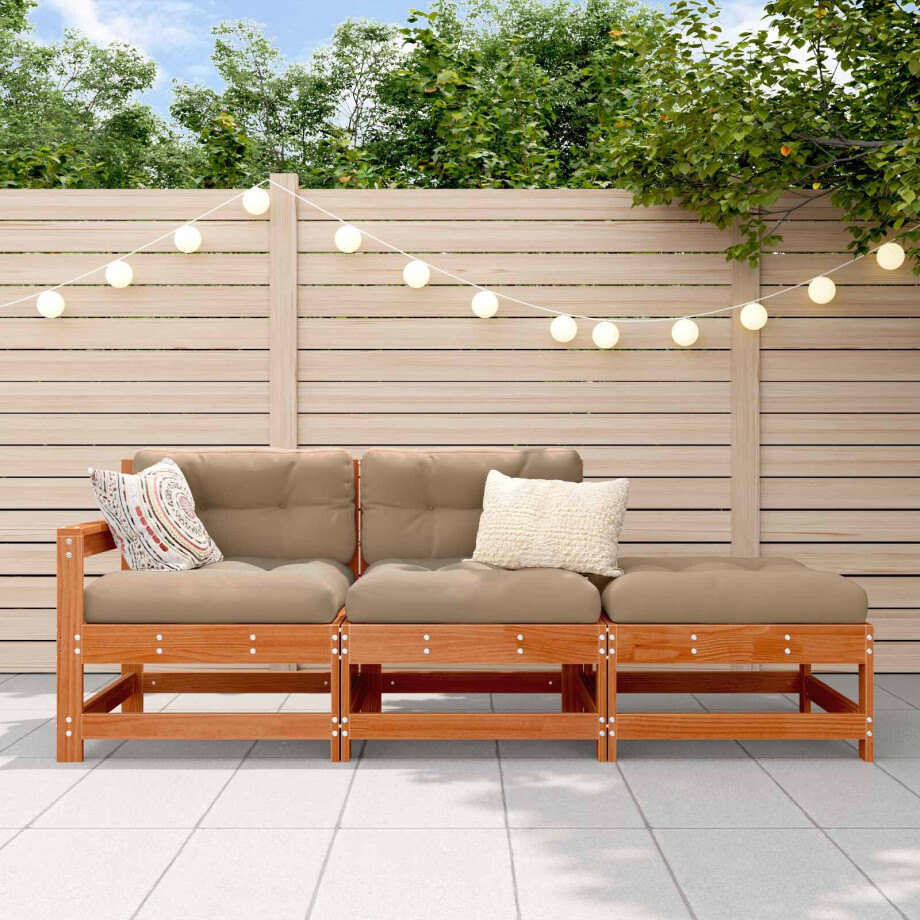 vidaXL Sectie Sofa Eenheden met kussen Wasbruin 190 x 62 x 70,5cm afbeelding 1