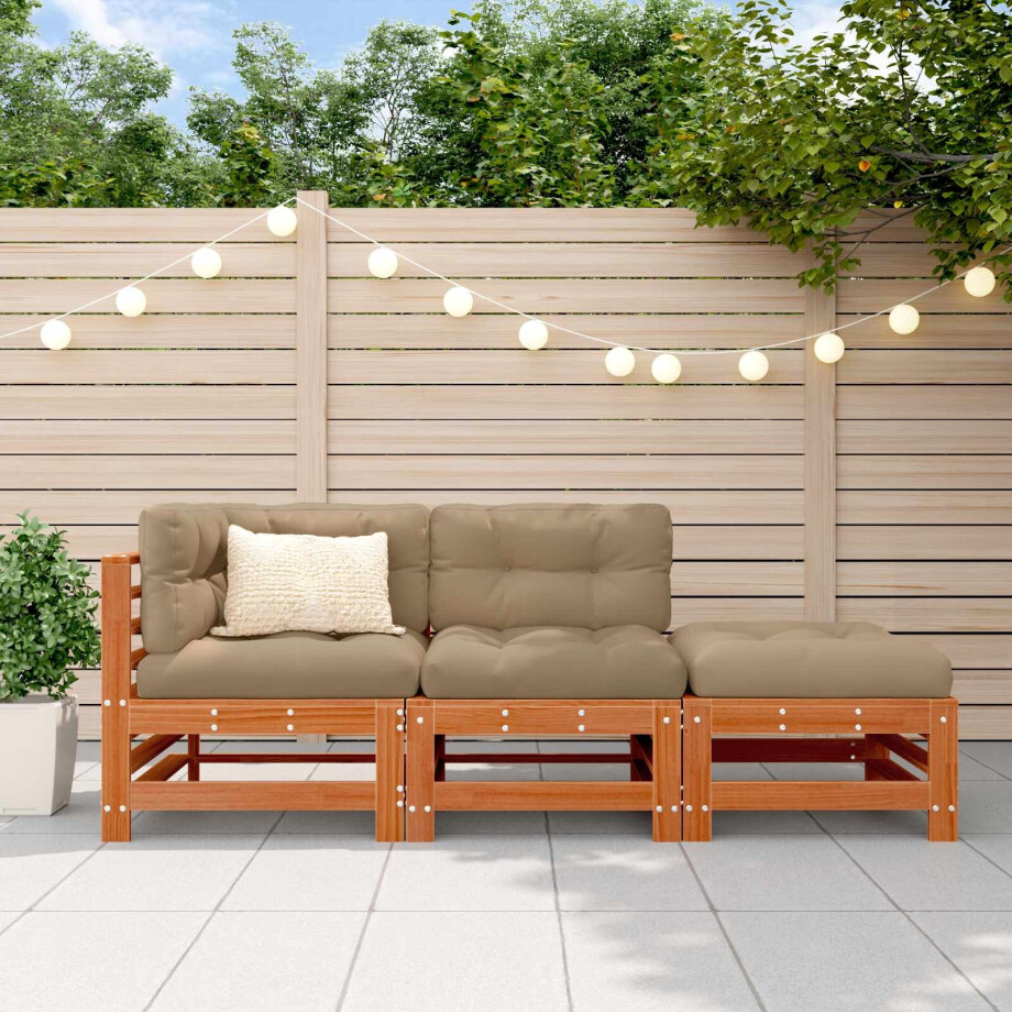vidaXL Sectie Sofa Eenheden 3 Stuk Wasbruin Massief grenenhout afbeelding 1