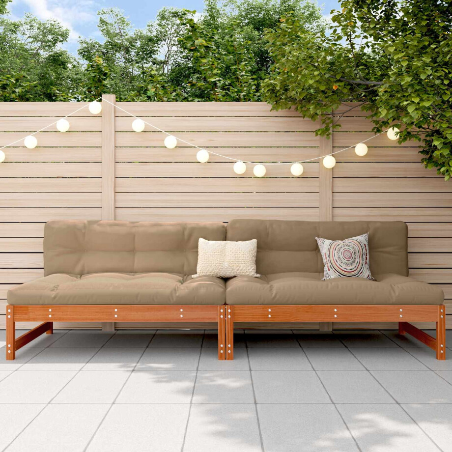 vidaXL Tuin Midden Sofa Massief grenenhout Wasbruin 240 x 84 x 70 cm afbeelding 1