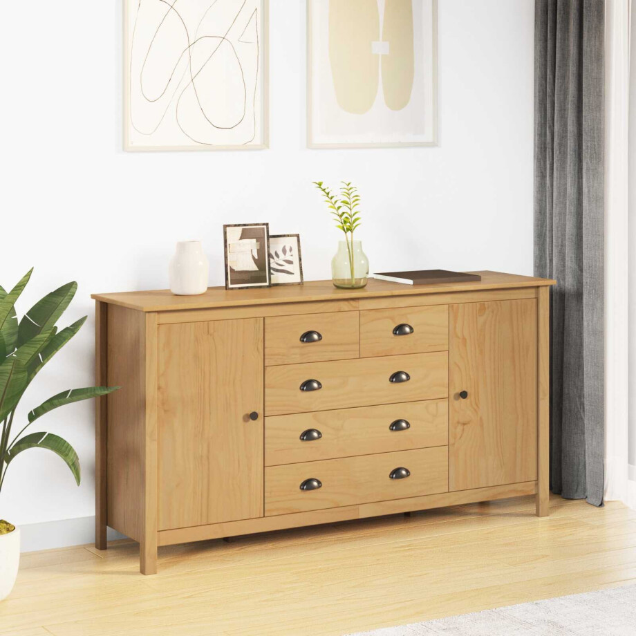 vidaXL Dressoir HILL Honingbruin 154 x 40 x 80 cm Massief grenenhout vidaXL Dressoir HILL Honingbruin 154 x 40 x 80 cm Massief grenenhout afbeelding 1