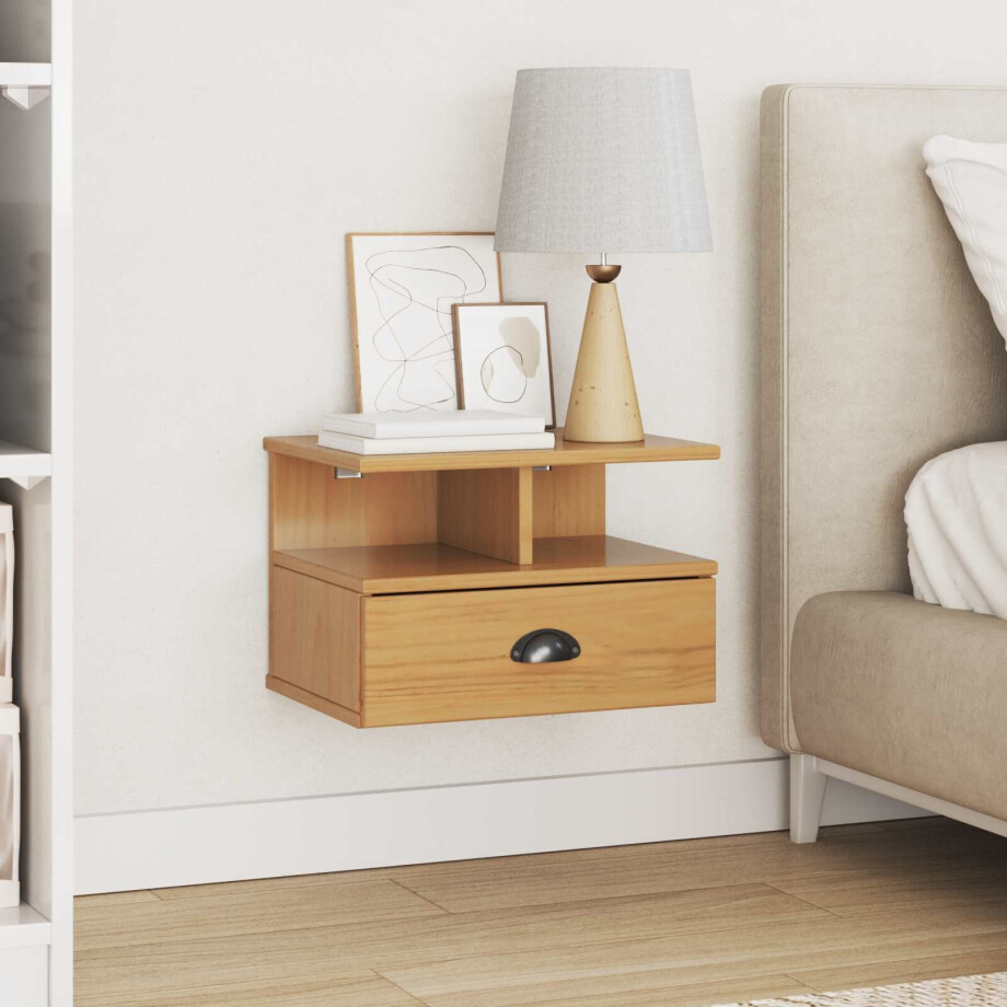 vidaXL Nachtkastje HILL Honingbruin 40 x 31 x 27 cm Massief grenenhout afbeelding 1