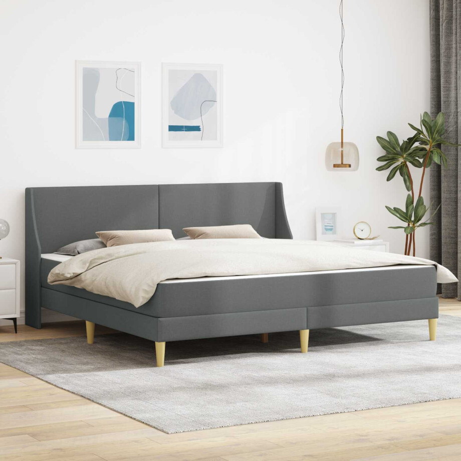 vidaXL Bedframe met matras Donkergrijs 180 x 200 cm Polyester vidaXL Bedframe met matras Donkergrijs 180 x 200 cm Polyester afbeelding 1