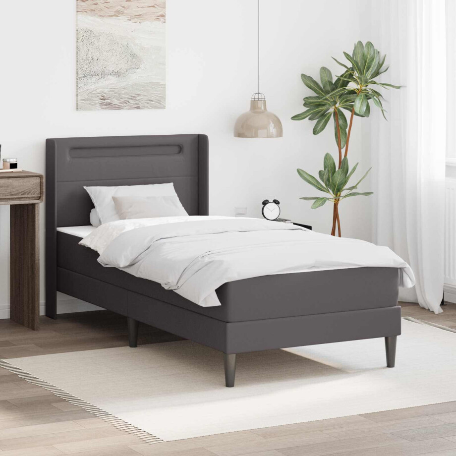 vidaXL Bedframe met matras Grijs 80 x 200 cm Kunstleer vidaXL Bedframe met matras Grijs 80 x 200 cm Kunstleer afbeelding 1