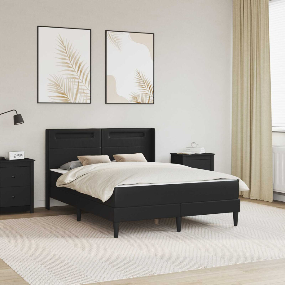 vidaXL Bedframe met matras Zwart 160 x 200 cm Kunstleer vidaXL Bedframe met matras Zwart 160 x 200 cm Kunstleer afbeelding 1