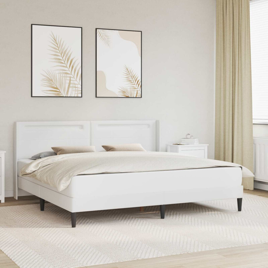 vidaXL Bedframe met matras Wit 200 x 200 cm Kunstleer vidaXL Bedframe met matras Wit 200 x 200 cm Kunstleer afbeelding 1