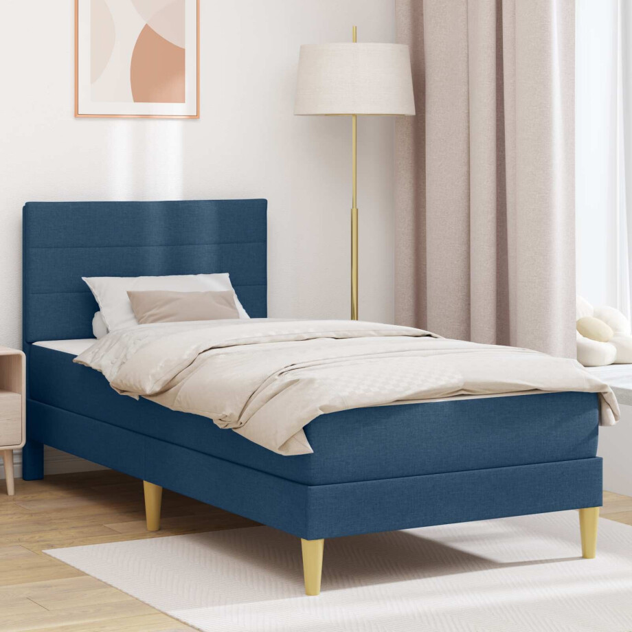 vidaXL Bedframe Blauw 80 x 200 cm Polyester afbeelding 1