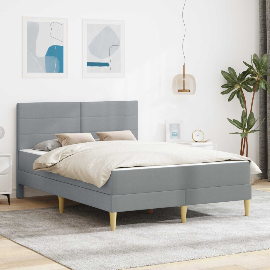 vidaXL Bedframe Bedframe Lichtgrijs 120 x 190 cm Polyester vidaXL Bedframe Bedframe Lichtgrijs 120 x 190 cm Polyester afbeelding 1