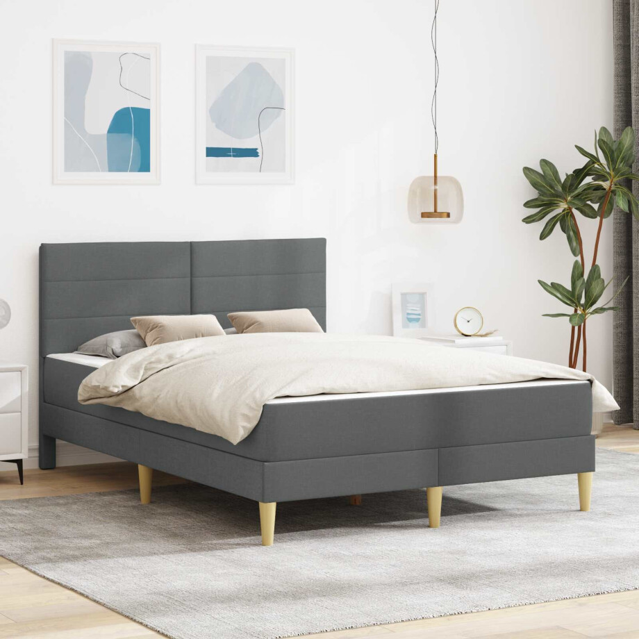vidaXL Bedframe Donkergrijs 120 x 190 cm Polyester afbeelding 1
