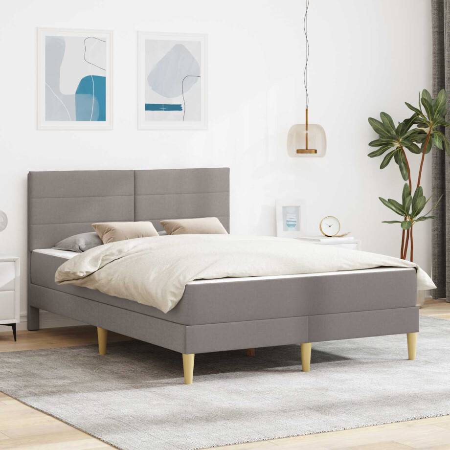 vidaXL Bedframe Taupe 120 x 190 cm Polyester afbeelding 1