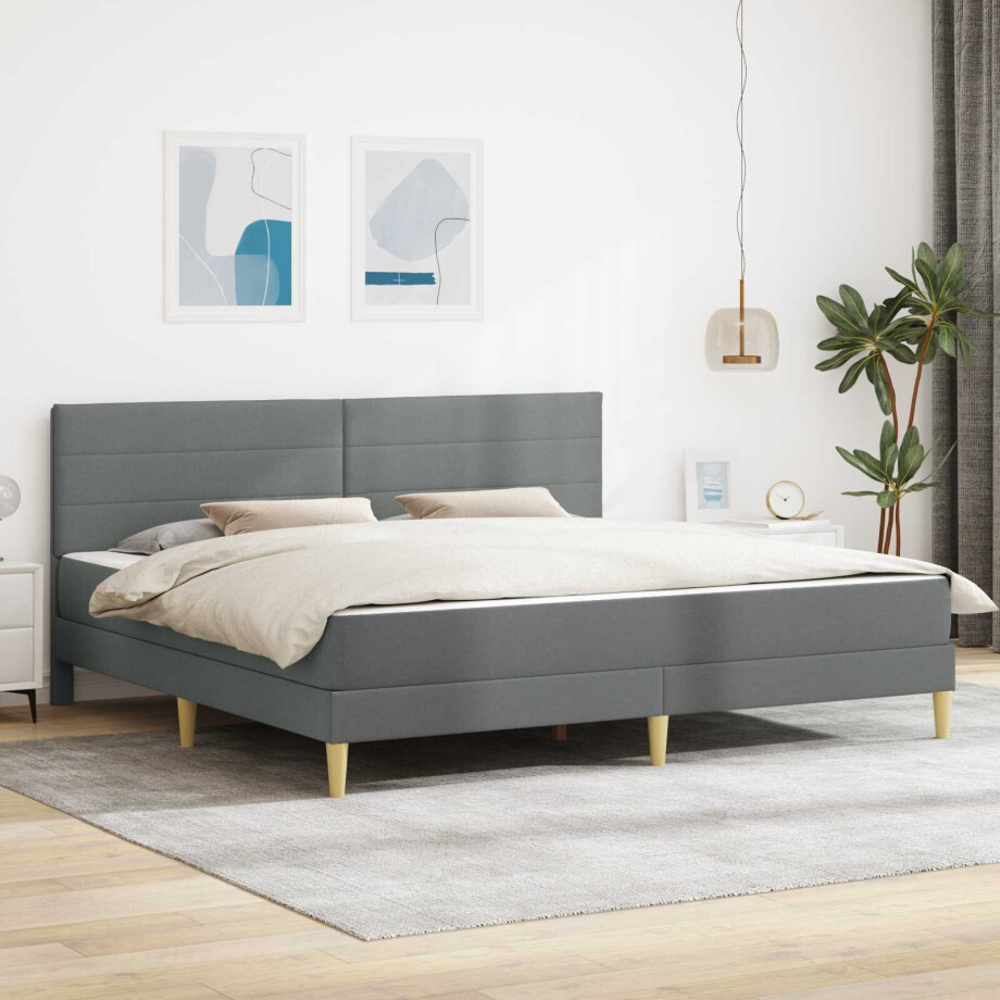 vidaXL Bedframe Donkergrijs 180 x 200 cm Polyester afbeelding 1