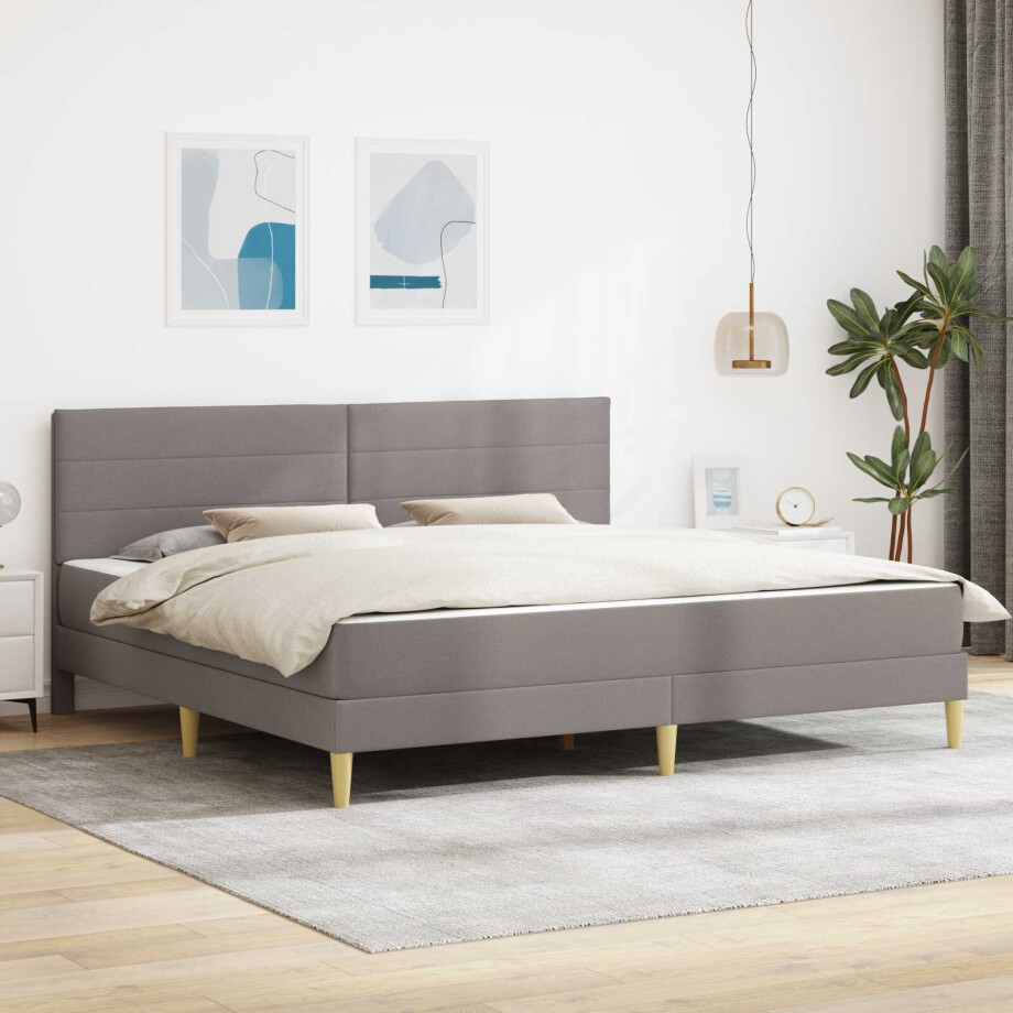 vidaXL Bedframe Taupe 200 x 200 cm Polyester afbeelding 1