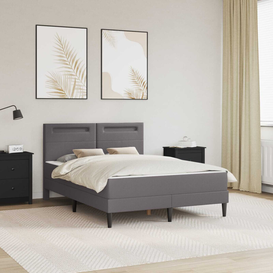 vidaXL Bedframe met LED-stripverlichting Grijs 120 x 190 cm Kunstleer vidaXL Bedframe met LED-stripverlichting Grijs 120 x 190 cm Kunstleer afbeelding 1