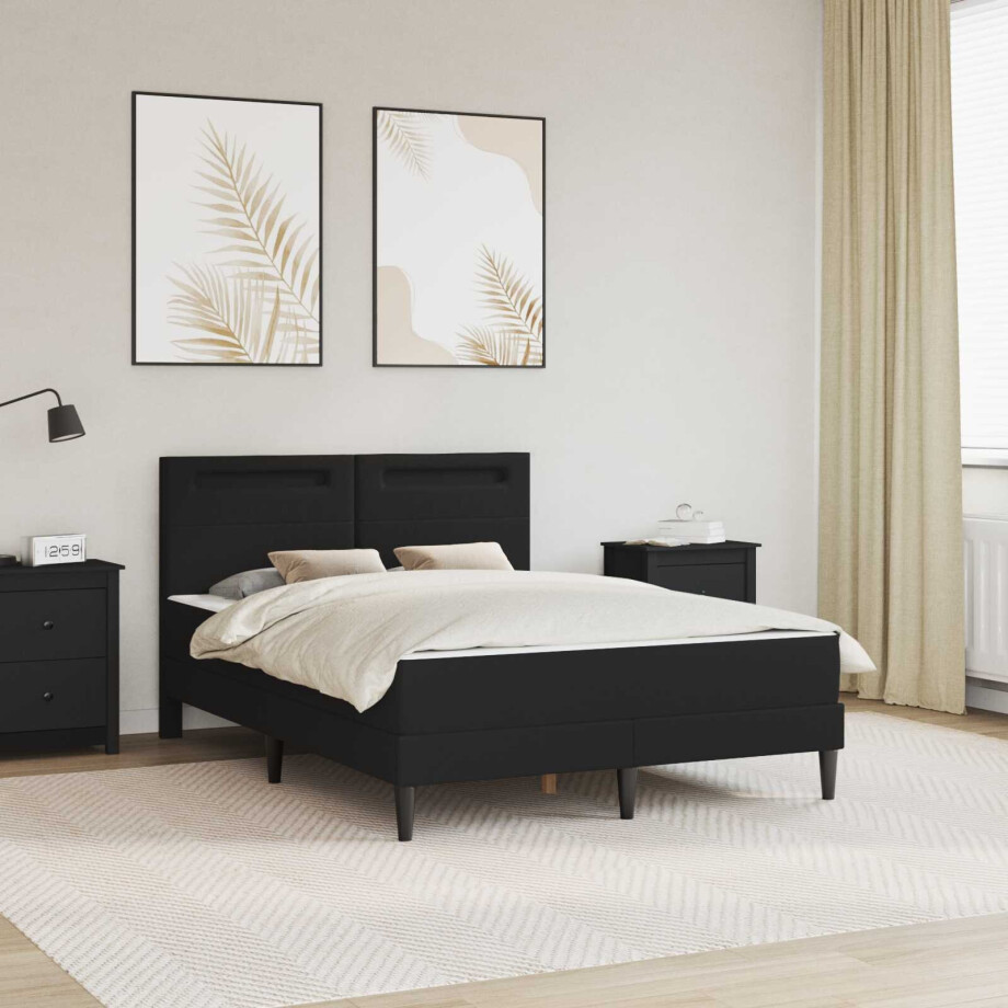 vidaXL Bedframe met LED-stripverlichting 2 pcs Kunstleer afbeelding 1