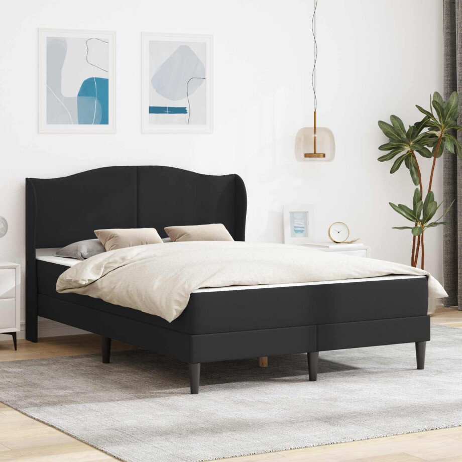 vidaXL Bedframe met hoofdeinde Zwart 160 x 200 cm Kunstleer vidaXL Bedframe met hoofdeinde Zwart 160 x 200 cm Kunstleer afbeelding 1