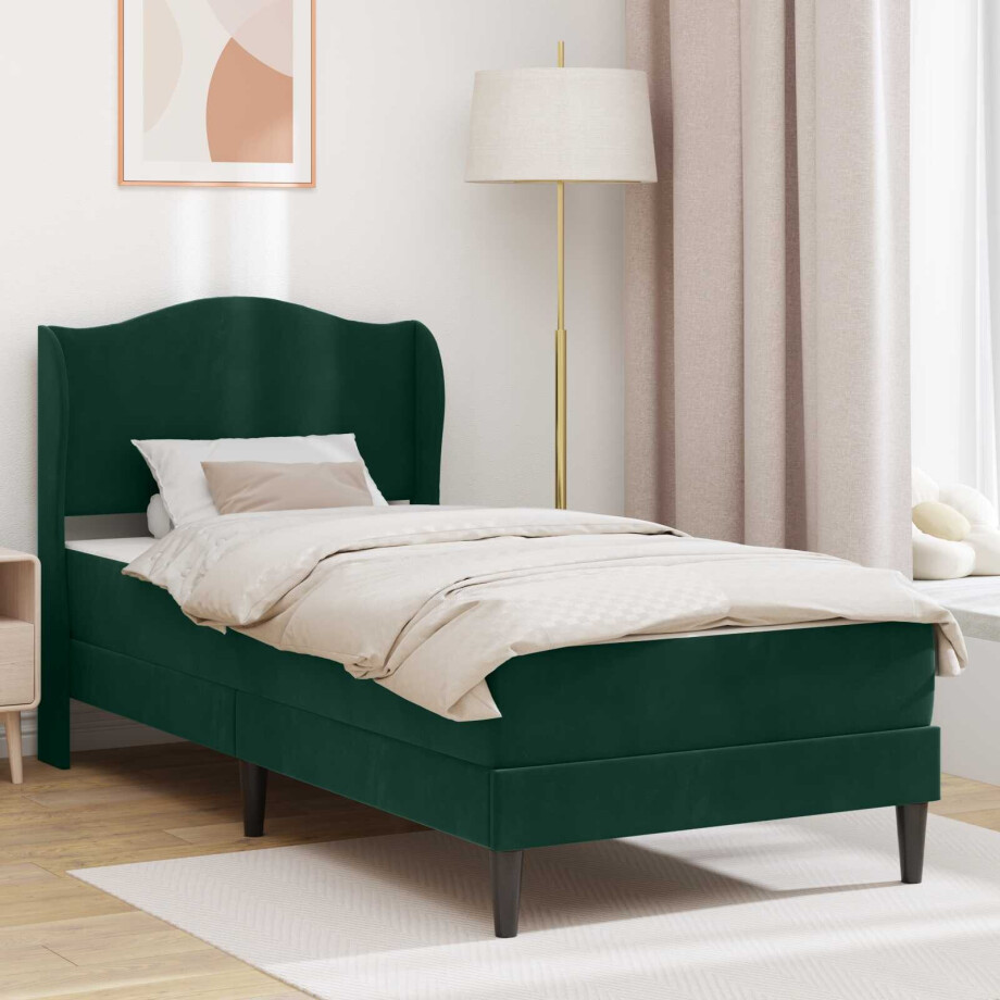 vidaXL Bedframe met hoofdeinde 2 pcs Donkergroen 90 x 190 cm Fluweel vidaXL Bedframe met hoofdeinde 2 pcs Donkergroen 90 x 190 cm Fluweel afbeelding 1