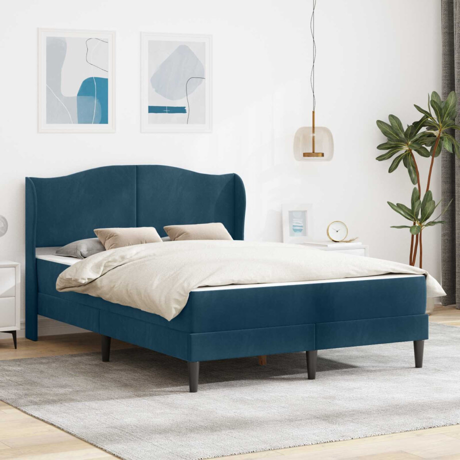 vidaXL Bedframe met hoofdeinde 2 pcs Blauw 120 x 190 cm Fluweel vidaXL Bedframe met hoofdeinde 2 pcs Blauw 120 x 190 cm Fluweel afbeelding 1