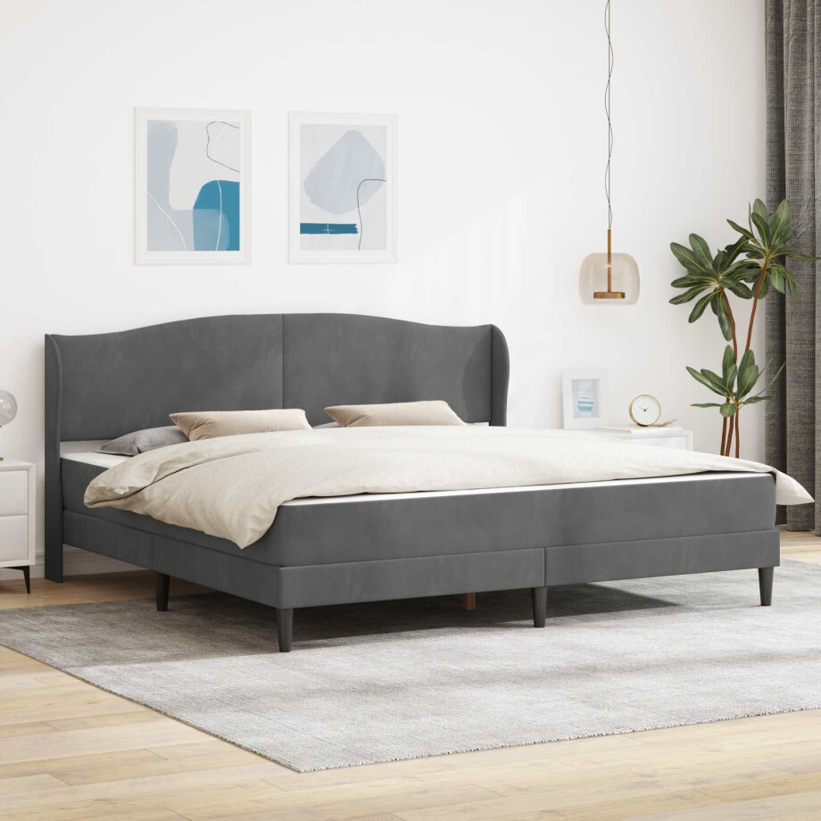 vidaXL Bedframe met hoofdeinde Donkergrijs 180 x 200 cm Fluweel vidaXL Bedframe met hoofdeinde Donkergrijs 180 x 200 cm Fluweel afbeelding 1