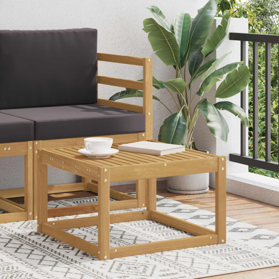 vidaXL Buiten Tafel Massief Acaciahout Wit 59 x 59 x 37 cm afbeelding 1