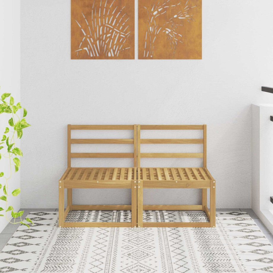 vidaXL 2 Stuk Buiten Midden Sofa Massief Acaciahout Wit vidaXL 2 Stuk Buiten Midden Sofa Massief Acaciahout Wit afbeelding 1