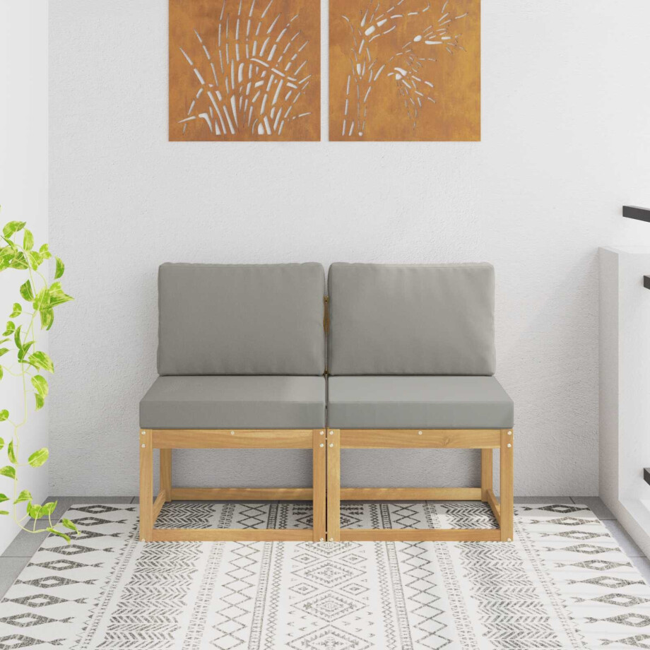 vidaXL 2 Stuk Buiten Midden Sofa Massief Acaciahout Wit vidaXL 2 Stuk Buiten Midden Sofa Massief Acaciahout Wit afbeelding 1