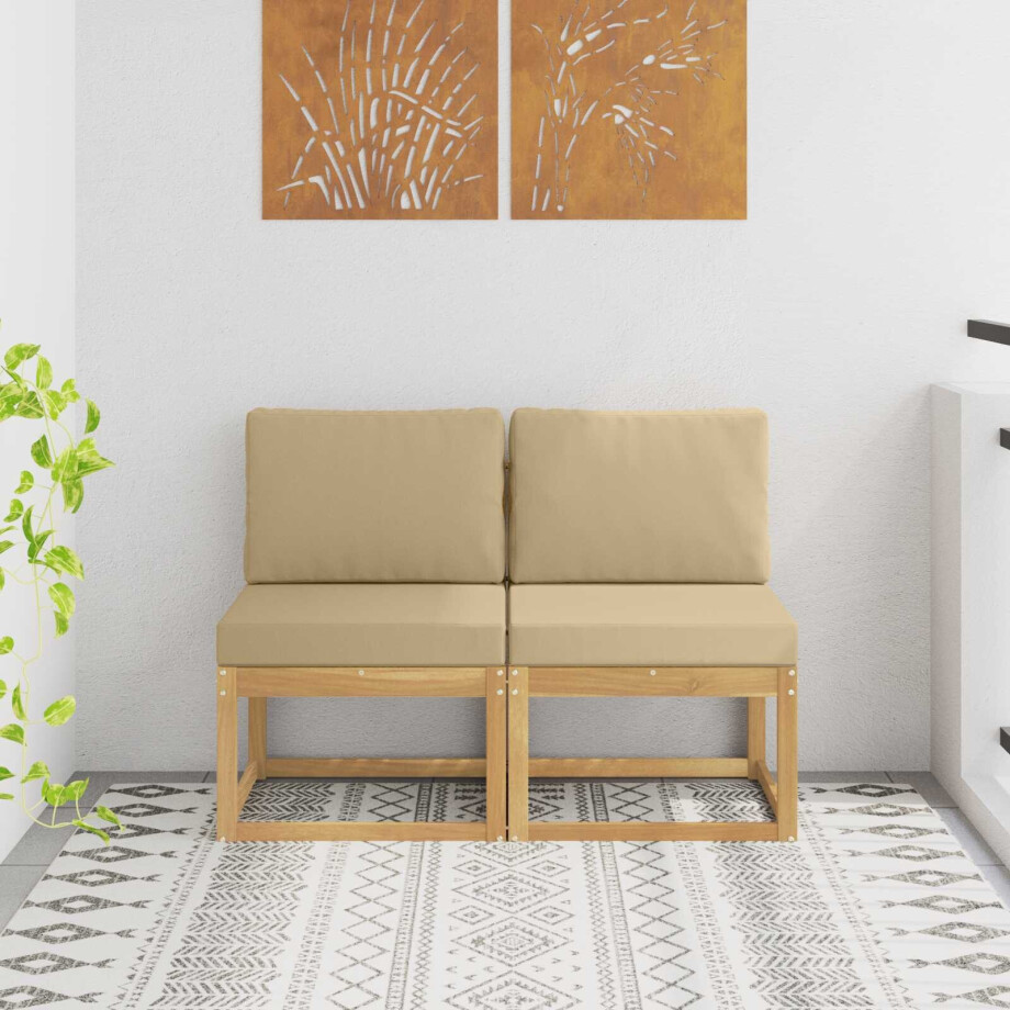 vidaXL 2 Stuk Buiten Midden Sofa Massief Acaciahout Wit afbeelding 1