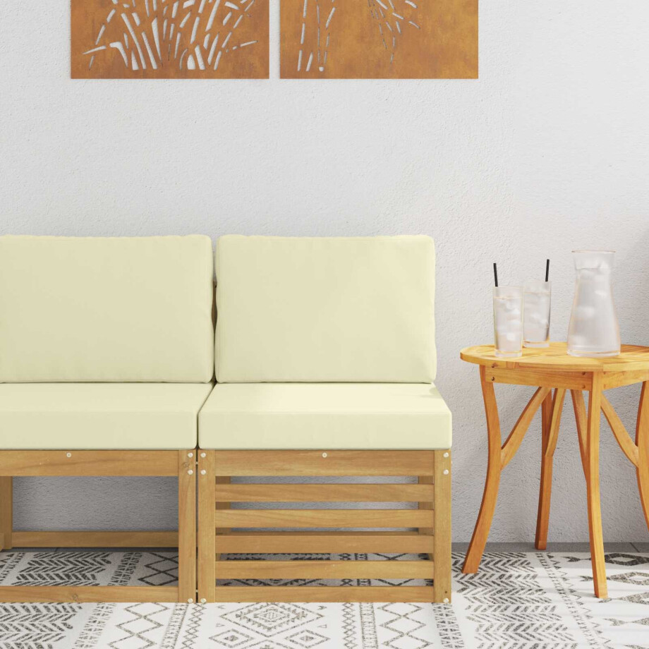vidaXL Buiten Midden Sofa Massief Acaciahout Wit afbeelding 1