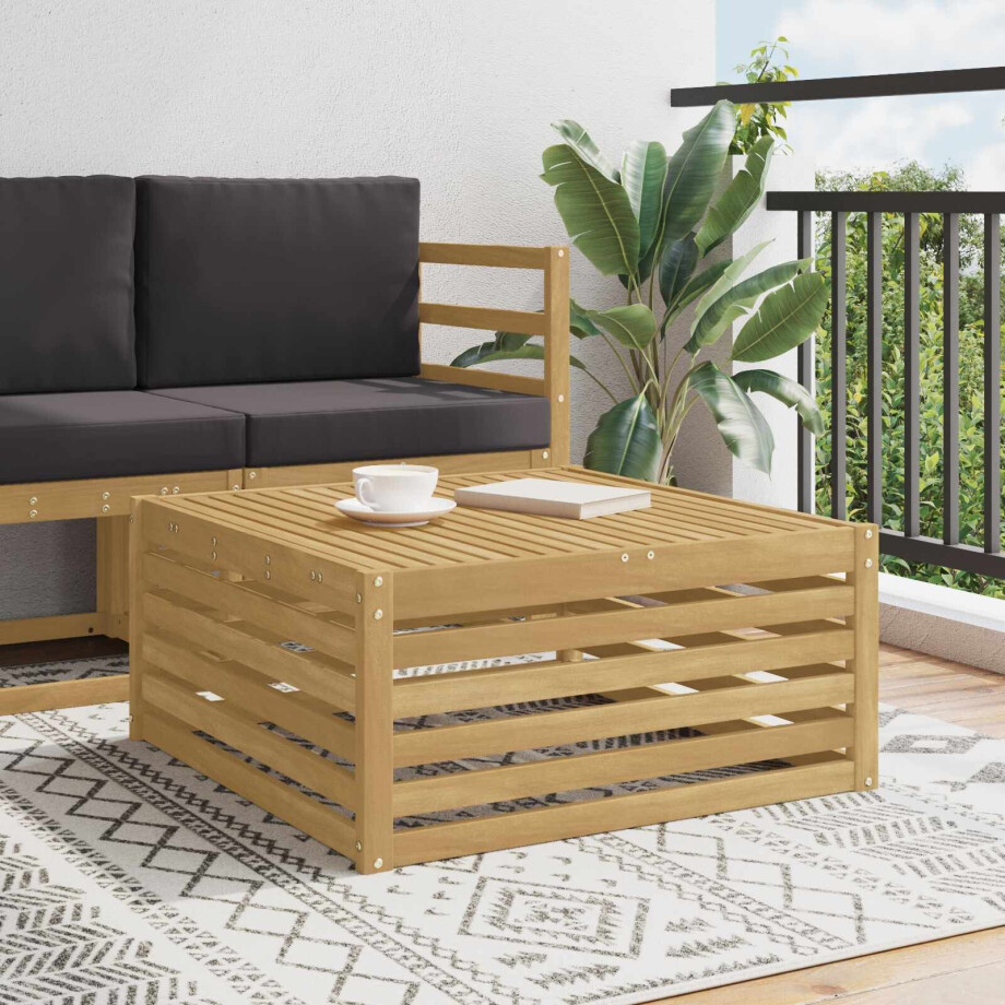 vidaXL Buiten Tafel Massief Acaciahout Wit 79 x 79 x 37 cm afbeelding 1