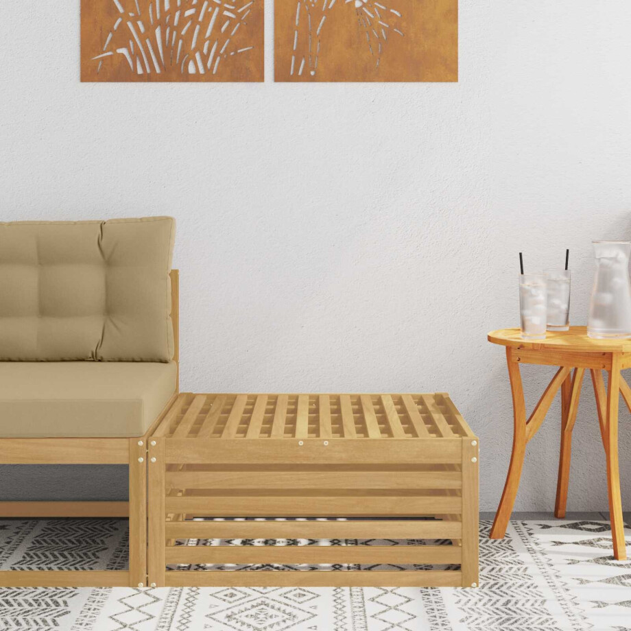 vidaXL Buiten Voetenbank Massief Acaciahout Wit 79 x 79 x 37 cm vidaXL Buiten Voetenbank Massief Acaciahout Wit 79 x 79 x 37 cm afbeelding 1