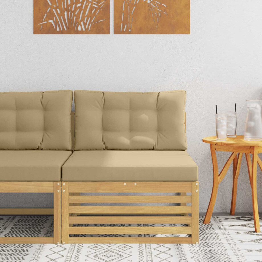 vidaXL Buiten Midden Sofa Massief Acaciahout Wit afbeelding 1