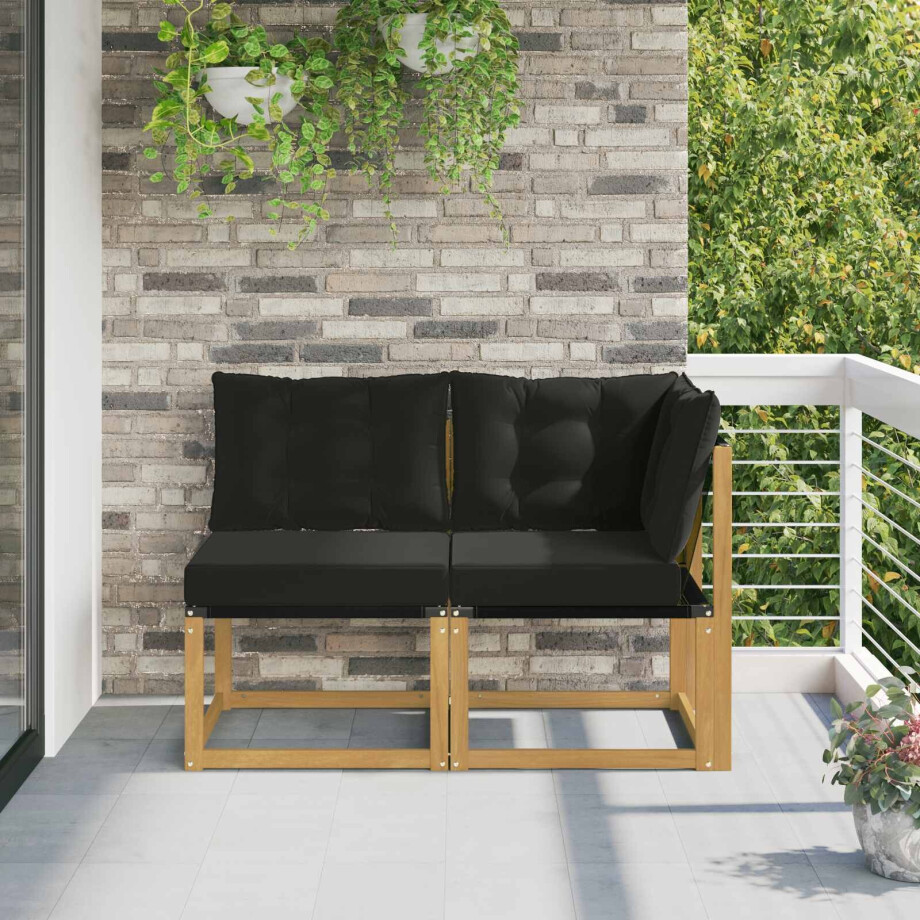 vidaXL Outdoor Midden- en Hoeksalon met kussen 2 Stuk Wit afbeelding 1