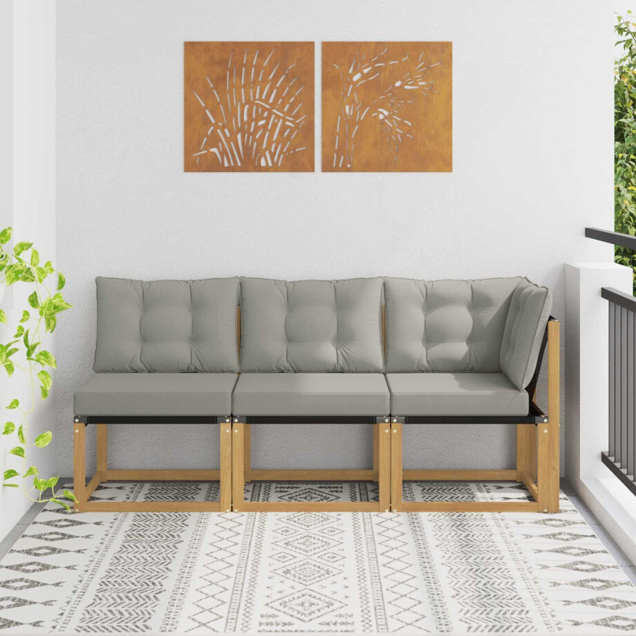 vidaXL Outdoor Midden- en Hoeksalon met kussen 3 Stuk Wit vidaXL Outdoor Midden- en Hoeksalon met kussen 3 Stuk Wit afbeelding 1