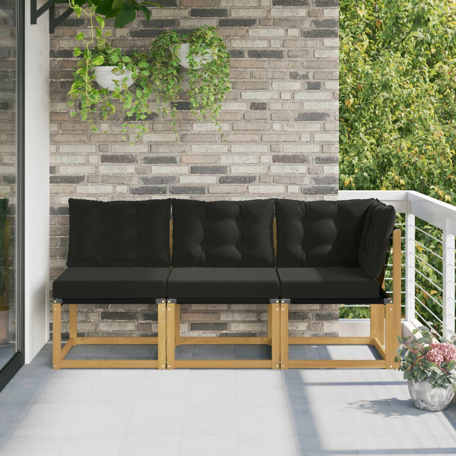 vidaXL Outdoor Midden- en Hoeksalon met kussen 3 Stuk Wit vidaXL Outdoor Midden- en Hoeksalon met kussen 3 Stuk Wit afbeelding 1