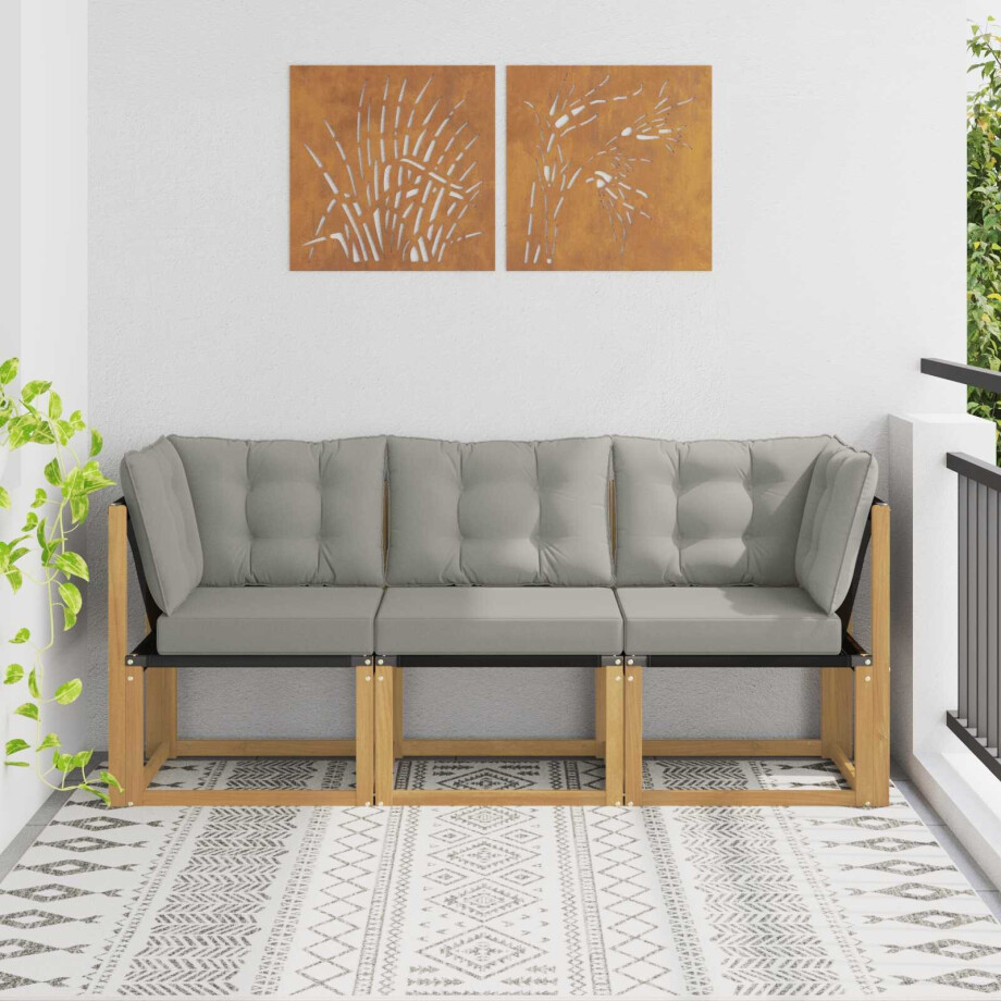 vidaXL Outdoor Midden- en Hoeksalon met kussen 3 Stuk Wit vidaXL Outdoor Midden- en Hoeksalon met kussen 3 Stuk Wit afbeelding 1