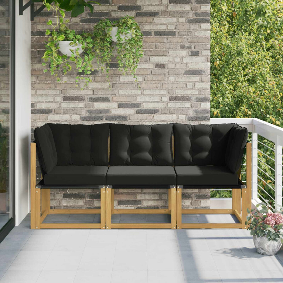 vidaXL Outdoor Midden- en Hoeksalon met kussen 3 Stuk Wit vidaXL Outdoor Midden- en Hoeksalon met kussen 3 Stuk Wit afbeelding 1